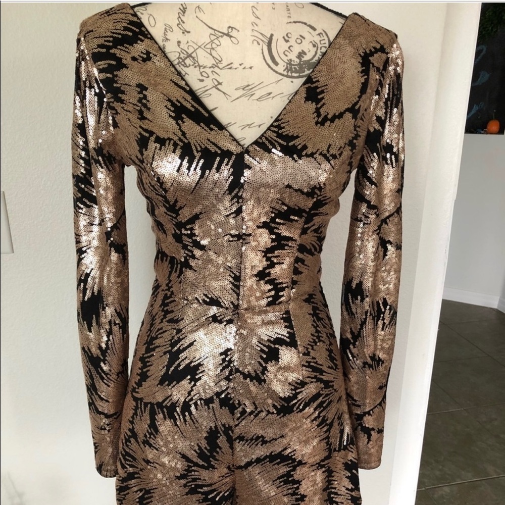 Black and Gold Sequin Romper